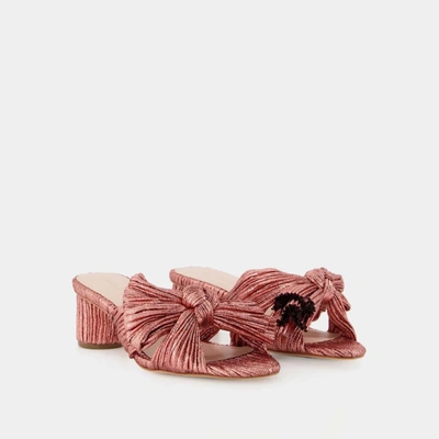 Shop Loeffler Randall Emilia Pleated Knot Mule Sandal In Metallic Rose In Multi