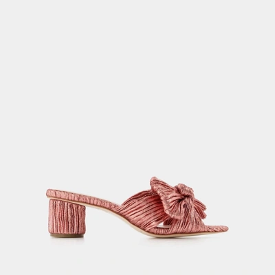 Shop Loeffler Randall Emilia Pleated Knot Mule Sandal In Metallic Rose In Multi
