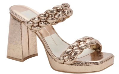 Shop Dolce Vita Ashby Heels Sandal In Dark Gold Crackled Stella In Multi