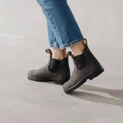 Shop Blundstone Women's Classic Chelsea Boots In Rustic Black In Grey