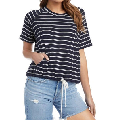 Fifteen Twenty Drawstring Top In Stripe In Blue