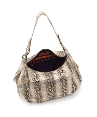 Shop Hobo Lennox Leather Shoulder Bag In Glam Snake In Beige