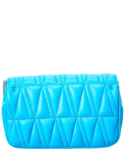 Shop Versace Virtus Quilted Leather Evening Bag In Blue