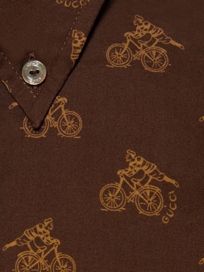 Shop Gucci Graphic-print Cotton Shirt In 2229 Marrone
