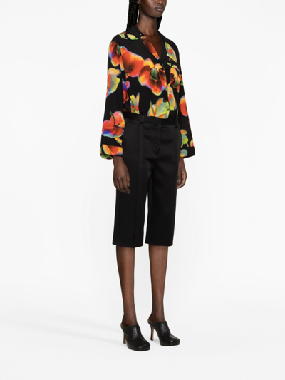 Shop Alexander Mcqueen Floral-print Silk Shirt In Black