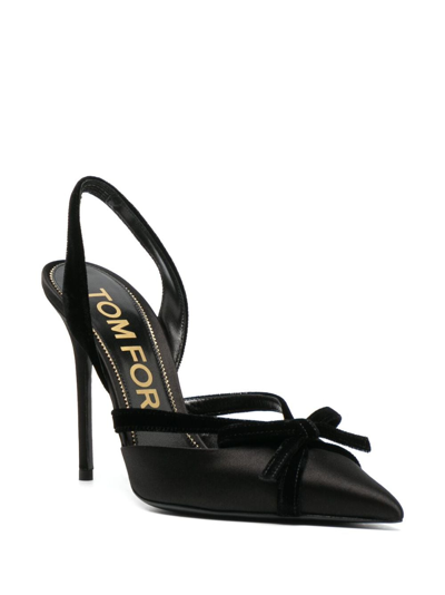 Shop Tom Ford 115mm Bow-detail Slingback Sandals In Black