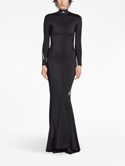 Shop Balenciaga Sporty B Long-sleeve Maxi Dress In Black