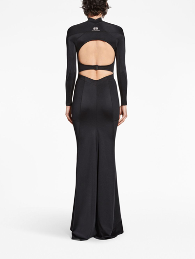 Shop Balenciaga Sporty B Long-sleeve Maxi Dress In Black