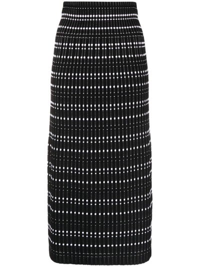 Alexander Mcqueen High-waisted Rib-knit Midi Skirt In Black