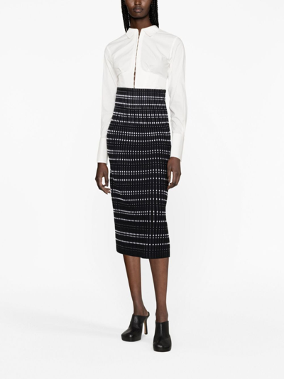 Alexander Mcqueen High-waisted Rib-knit Midi Skirt In Black