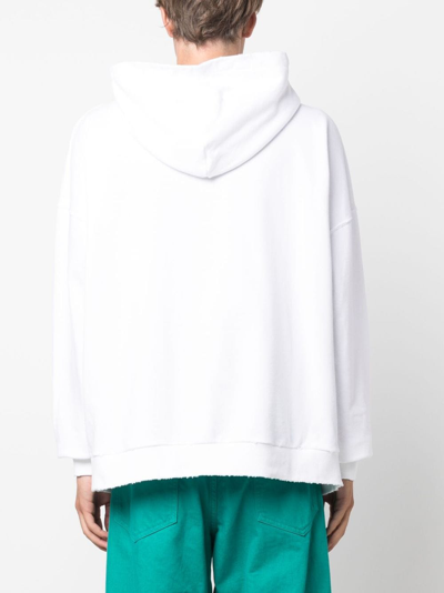 Shop Palm Angels Monogram-embroidered Cotton Hoodie In White