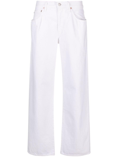 Shop Agolde Fusion Low-rise Organic Cotton Jeans In White