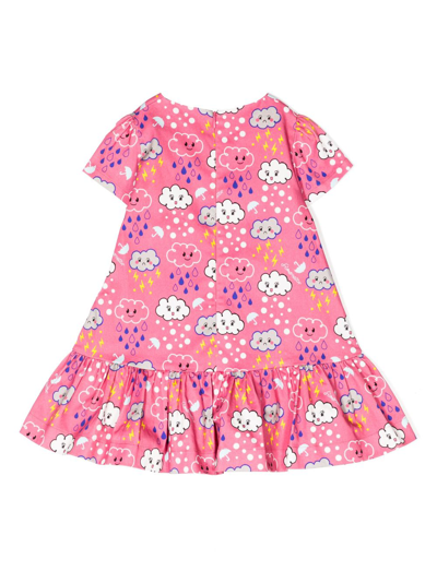Simonetta Graphic-print Stretch-cotton Flared Dress In Pink