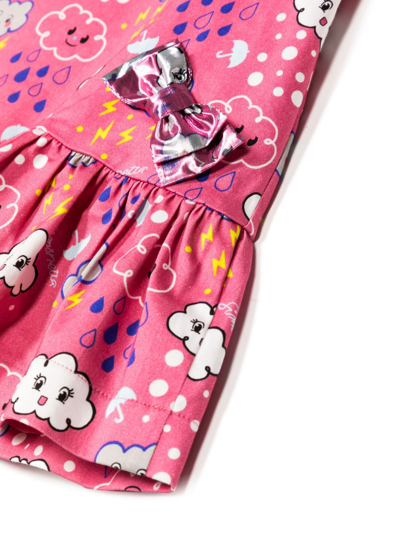Simonetta Graphic-print Stretch-cotton Flared Dress In Pink