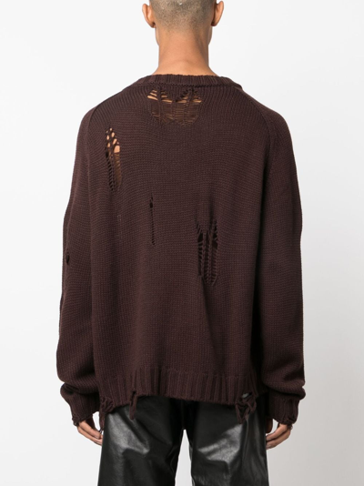 Misbhv Distressed-effect Wool-blend Jumper In Brown