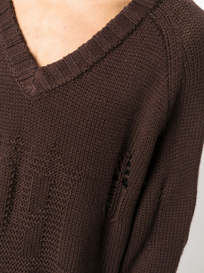 Misbhv Distressed-effect Wool-blend Jumper In Brown