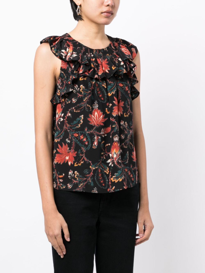 Shop Ulla Johnson Tulip Floral-print Blouse In Black