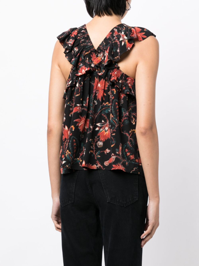 Shop Ulla Johnson Tulip Floral-print Blouse In Black