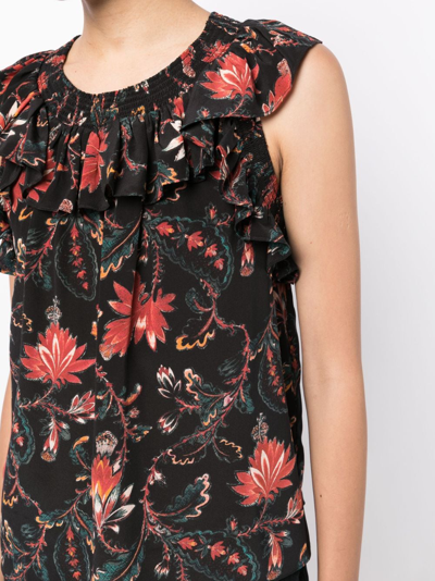 Shop Ulla Johnson Tulip Floral-print Blouse In Black