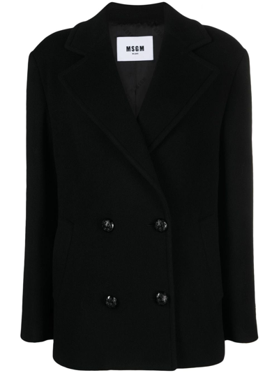 Shop Msgm Double-breasted Buttoned Blazer In Black