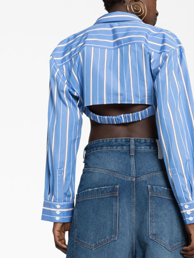 Jacquemus La Chemise Bahia Courte Cropped Button-front Shirt In Blue