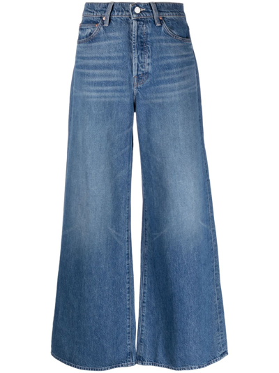 Shop Mother Wide-leg Jeans In Blue