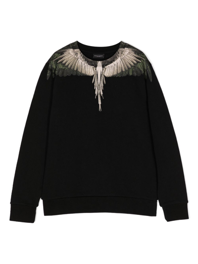 Shop Marcelo Burlon County Of Milan Camou Wings-print Cotton-blend Sweatshirt In Black