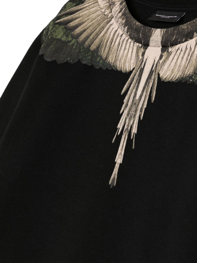 Shop Marcelo Burlon County Of Milan Camou Wings-print Cotton-blend Sweatshirt In Black