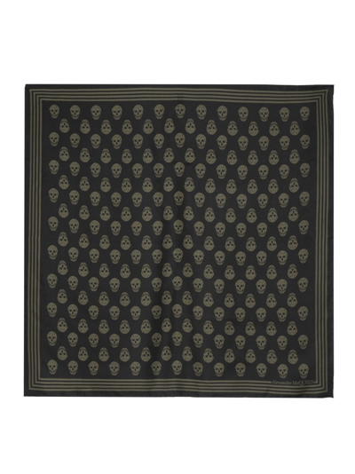 Shop Alexander Mcqueen Skull-print Square-shaped Silk Scarf In Black