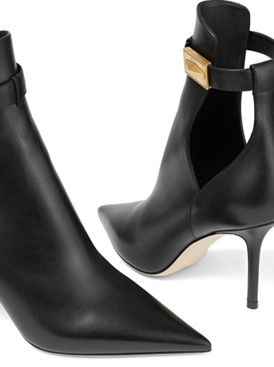 Shop Jimmy Choo Nell 85mm Pointed-toe Ankle Boots In Black