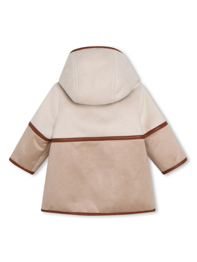 Shop Chloé Fleece-texture Hooded Coat In Neutrals