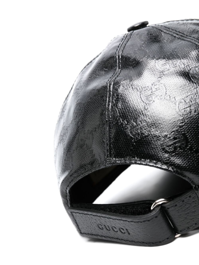 Shop Gucci Interlocking G-logo Leather Cap In Black