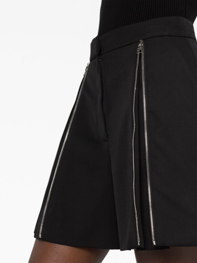 Shop Alexander Mcqueen Zip-detail Wool Shorts In Black