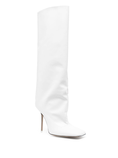 Attico Sienna Leather Knee-high Boots In White