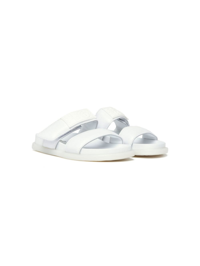 Shop Mm6 Maison Margiela Double-strap Leather Slides In White