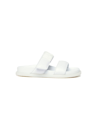Shop Mm6 Maison Margiela Double-strap Leather Slides In White