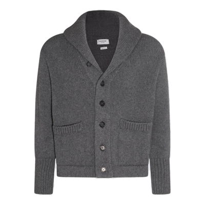 Shop Thom Browne Buttoned Knitted Cardigan In Grey