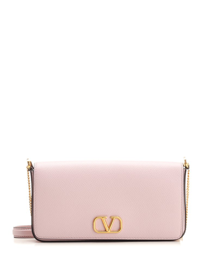 Shop Valentino Vlogo Signature Foldover Clutch Bag In Pink