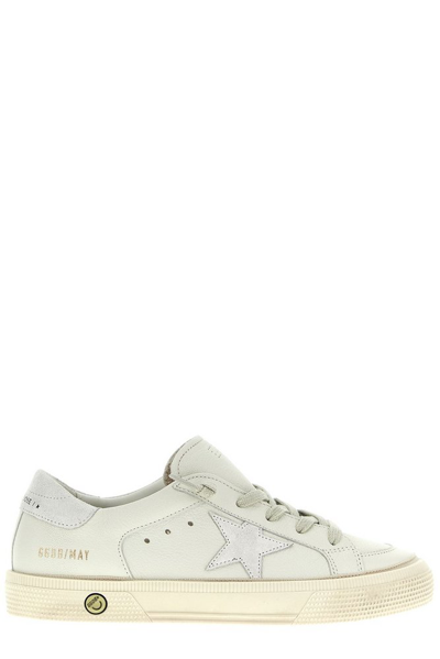 Shop Golden Goose Kids May Star Patch Sneakers In White