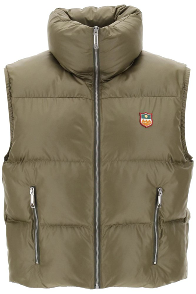 Shop Bally Logo Motif Embroidered Padded Vest In Green