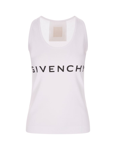 Shop Givenchy Logo Printed Crewneck Tank Top In White