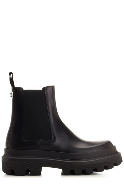 Shop Dolce & Gabbana Round Toe Ankle Boots In Black