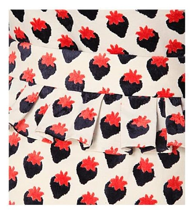 Shop Victoria Victoria Beckham Ruffled Woven Skirt In Graphic Strawberry/ivory