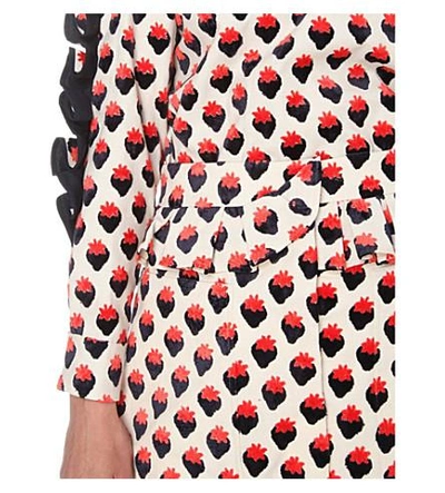 Shop Victoria Victoria Beckham Ruffled Woven Skirt In Graphic Strawberry/ivory