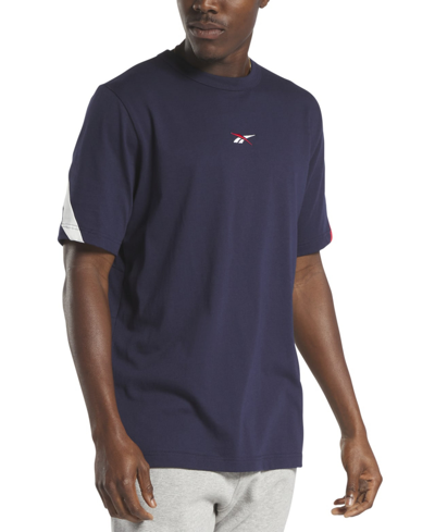 Shop Reebok Men's Classics Brand Proud Relaxed-fit Colorblocked Logo Graphic T-shirt In Vector Navy