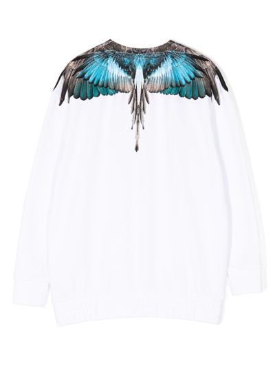 Shop Marcelo Burlon County Of Milan Wings-print Cotton-blend Sweatshirt In White