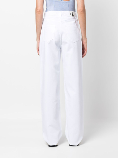 Shop Calvin Klein Jeans Est.1978 High-waist Wide-leg Jeans In White