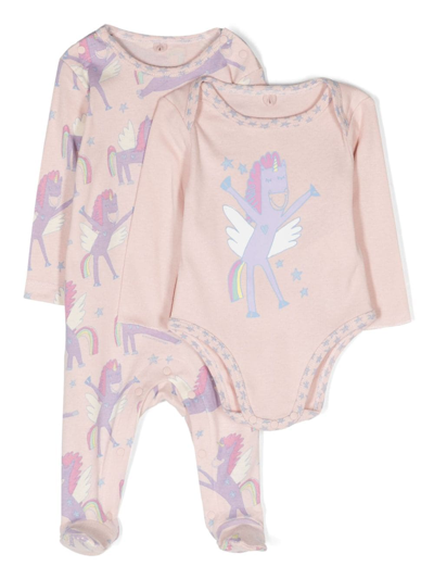 Shop Stella Mccartney Motif-print Organic-cotton Babygrow Set In Pink