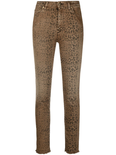 Shop Golden Goose Animal-print Skinny Jeans In Brown