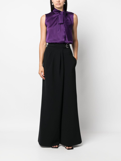 Shop Alberta Ferretti Wide-leg Belted Trousers In Black